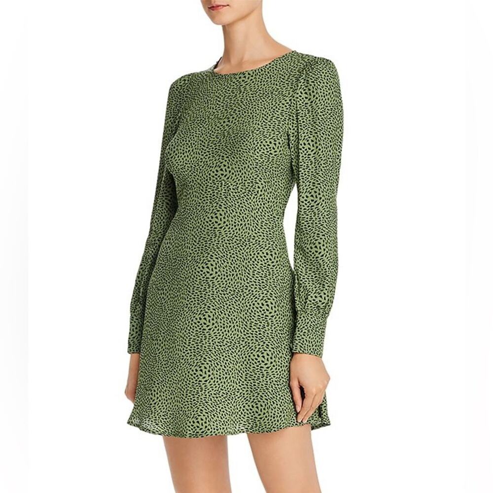 Flynn Skye Lydia Mini Dress Green Long Sleeve Size L